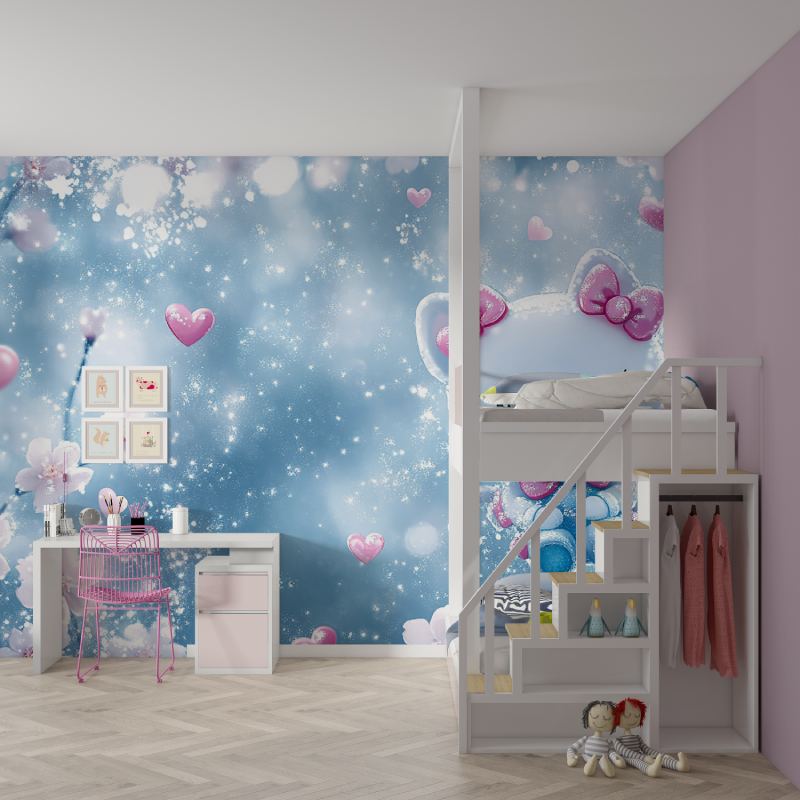 Papier peint hello kitty glace mur chambre fille