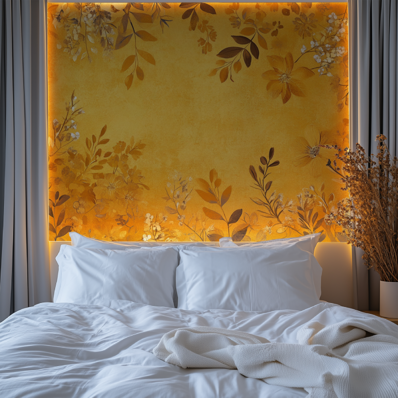 Papier peint vintage jaune chambre premium