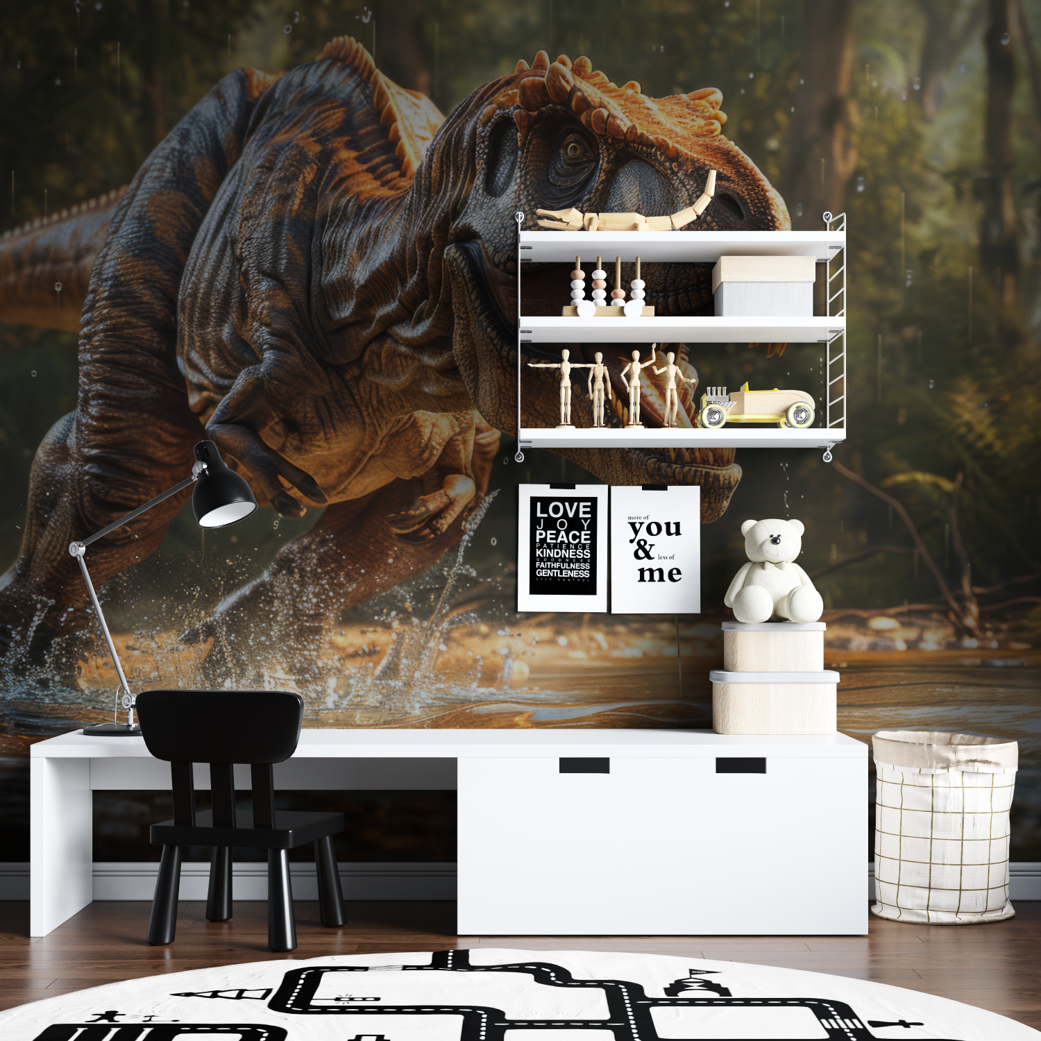 Papier Peint Tyrannosaurus rex à l'état sauvage - chambre garçon lit
