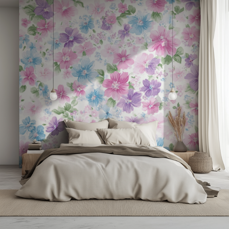 Papier peint fleur librty lit 1234