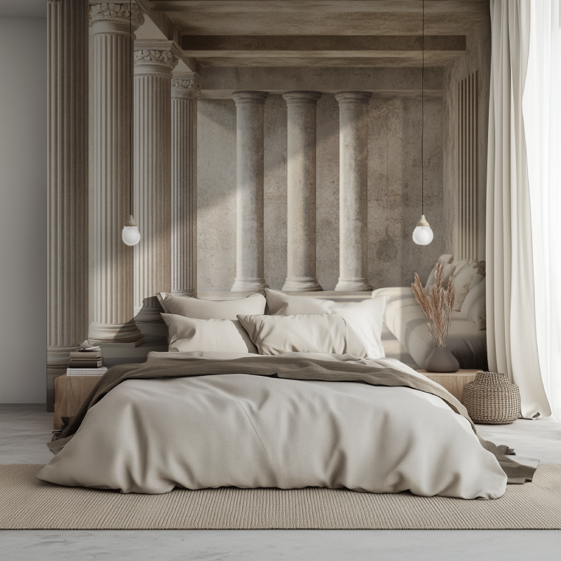 Papier peint trompe loeil couloir lit 1234