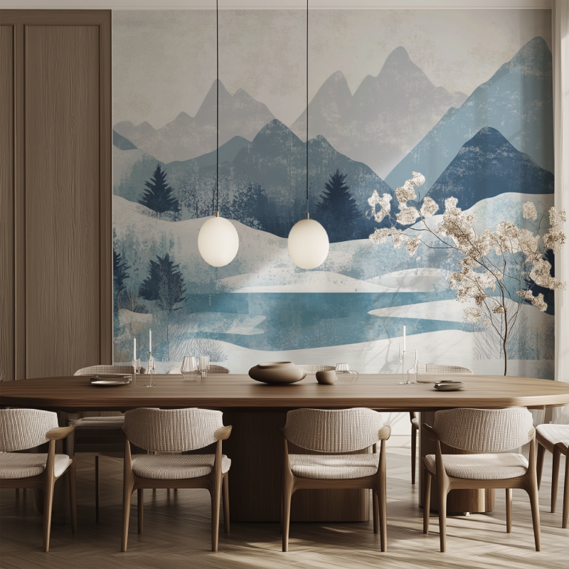Papier peint vintage nordique salle manger tendance
