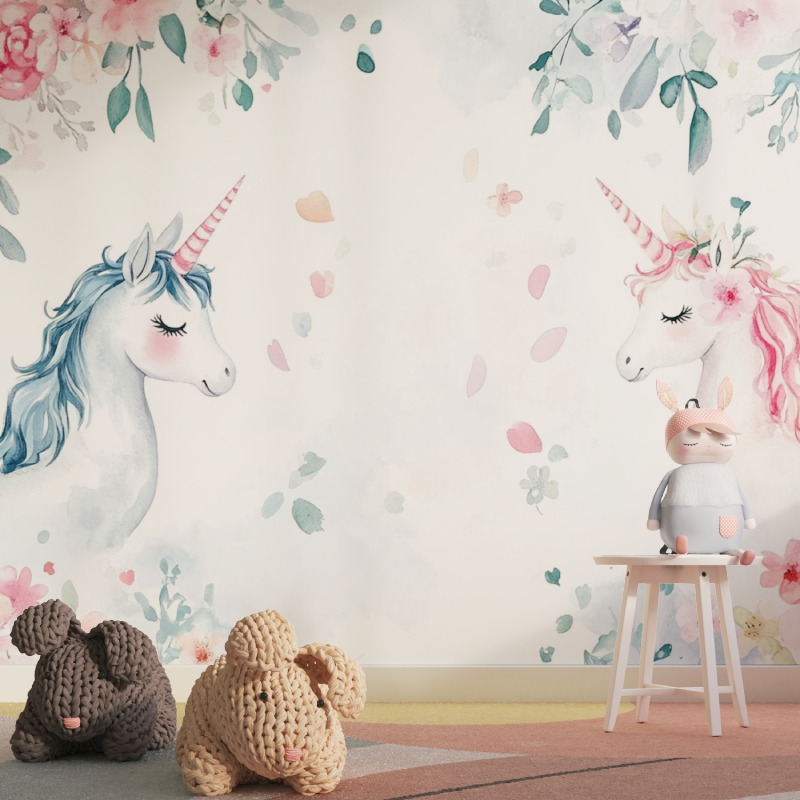 Papier peint chambre bebe theme...eurs tapisserie pour fille