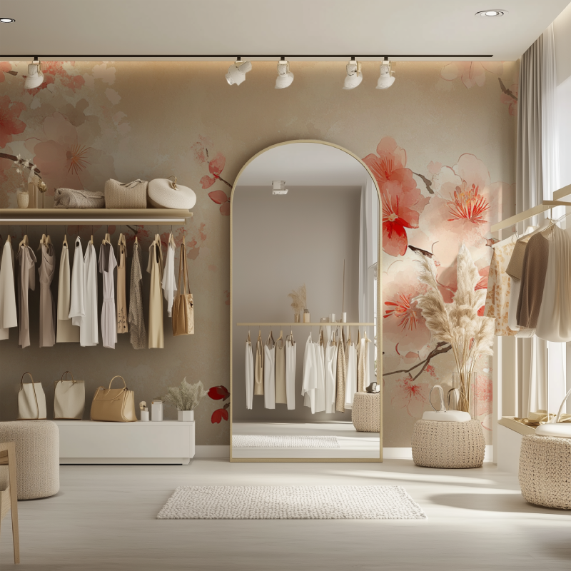 Papier peint fleur japon dressing