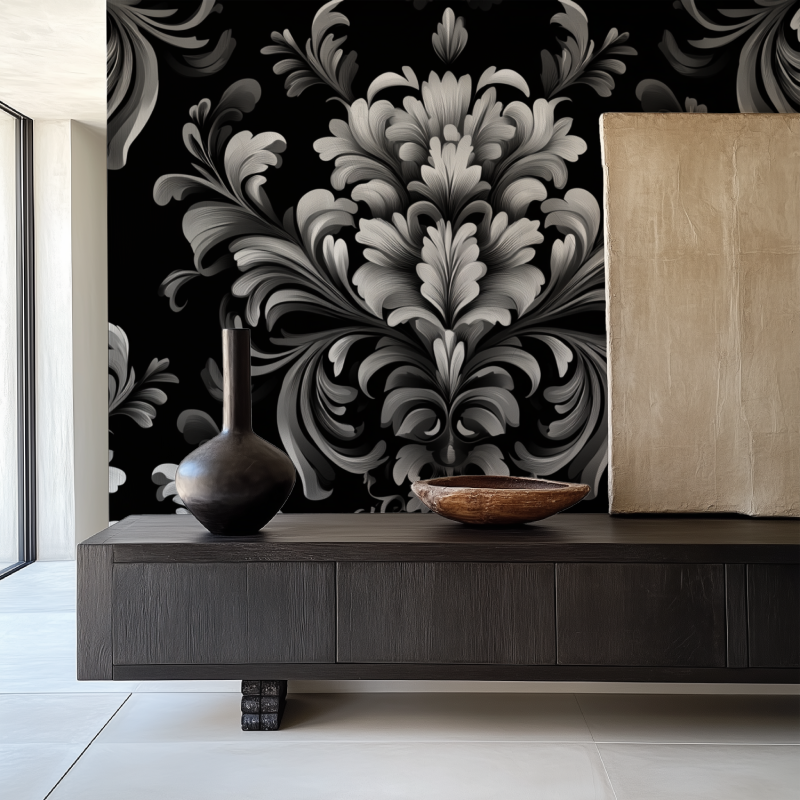 Papier peint vintage monochrome salle manger papier