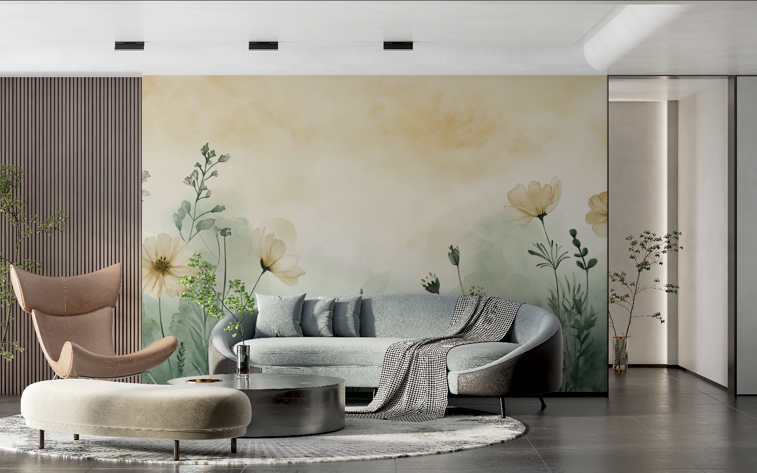 Papier peint aquarelle silhouet...es delicates tendance 2024