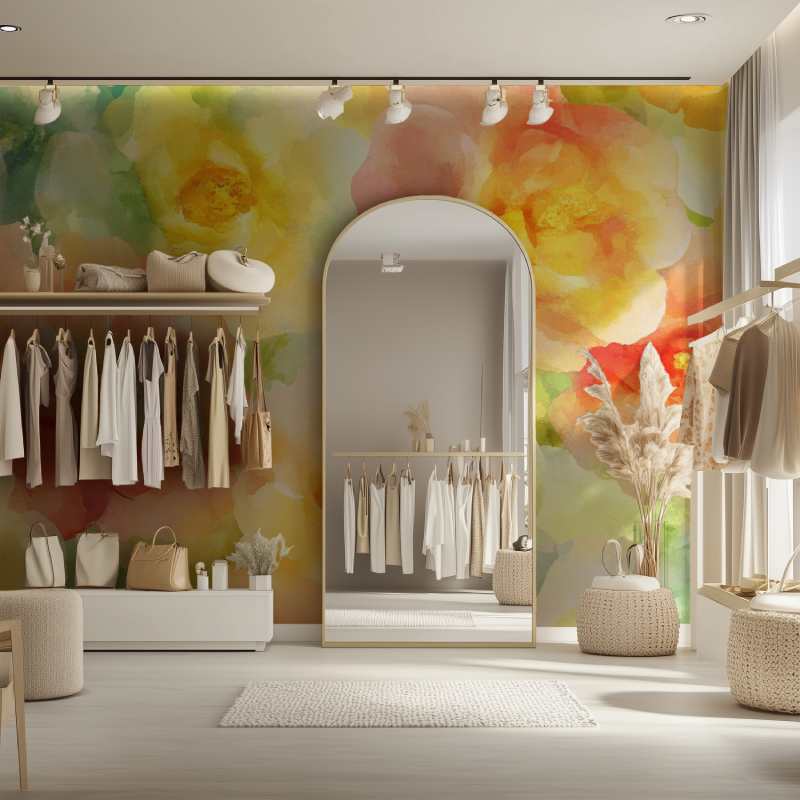 Papier peint fleur geant dressing