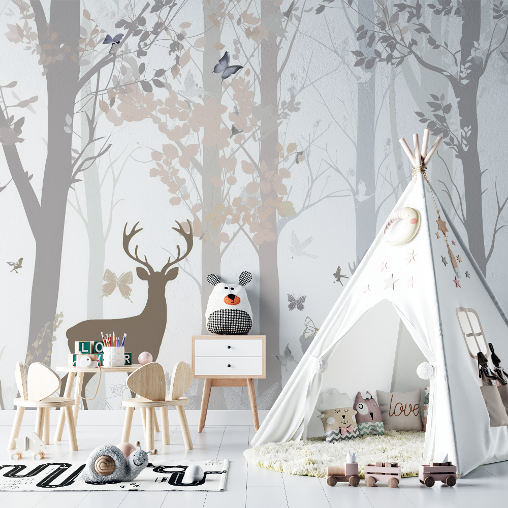 Papier peint foret bebe tendance chambre bebe