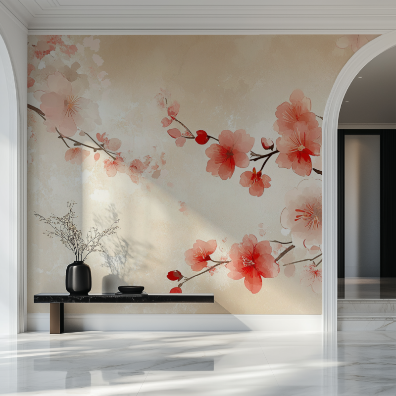 Papier peint fleur japon salon beau