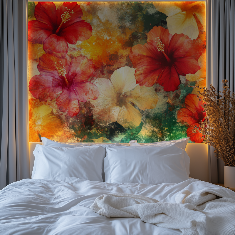 Papier peint fleur hawaienne chambre premium