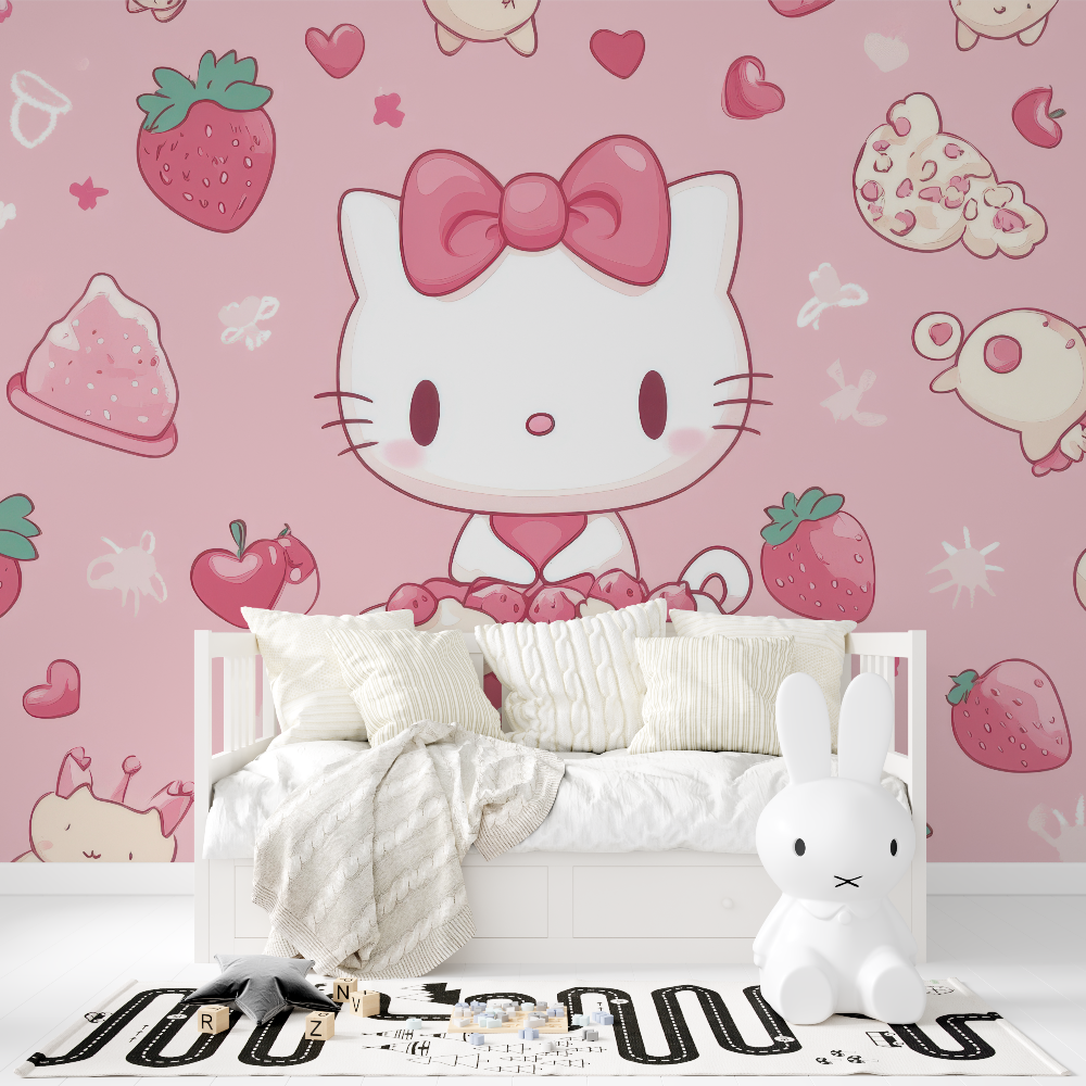 Papier peint hello kitty gateau tapisserie fille