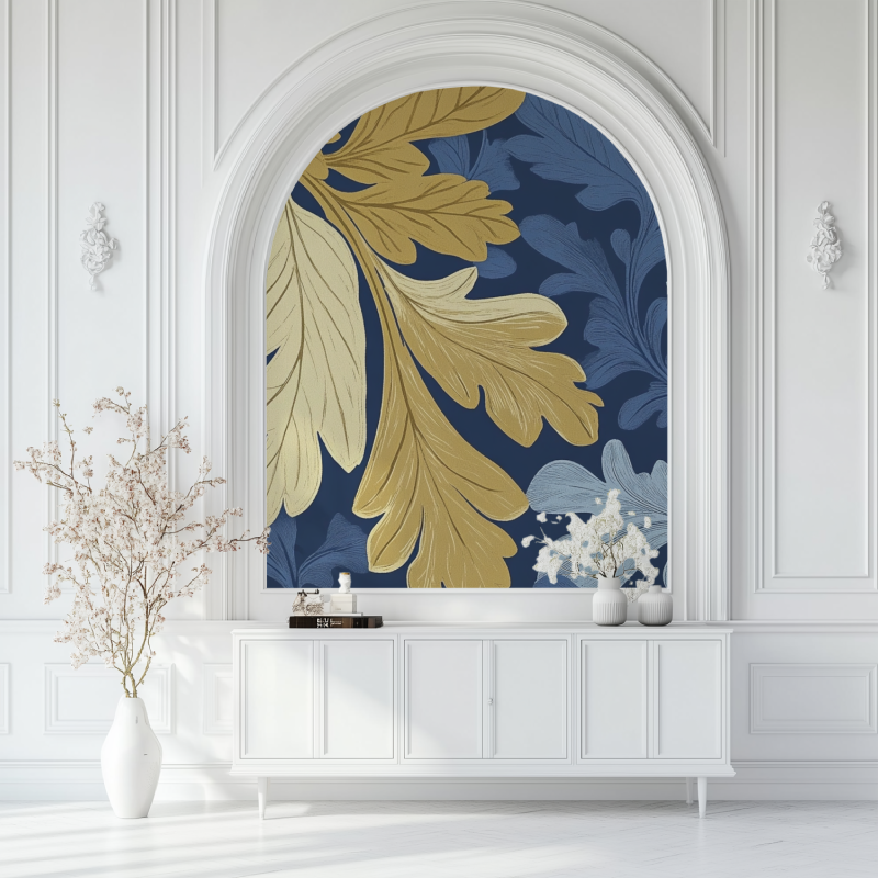 Papier peint vintage original salon blanc