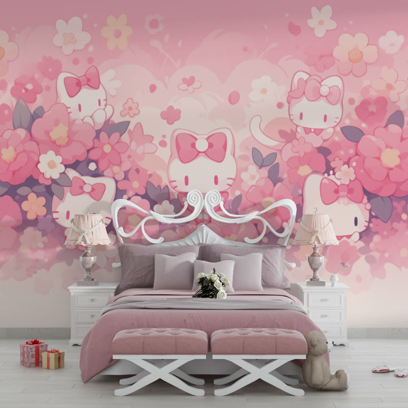 Papier peint hello kitty fille chambre filles