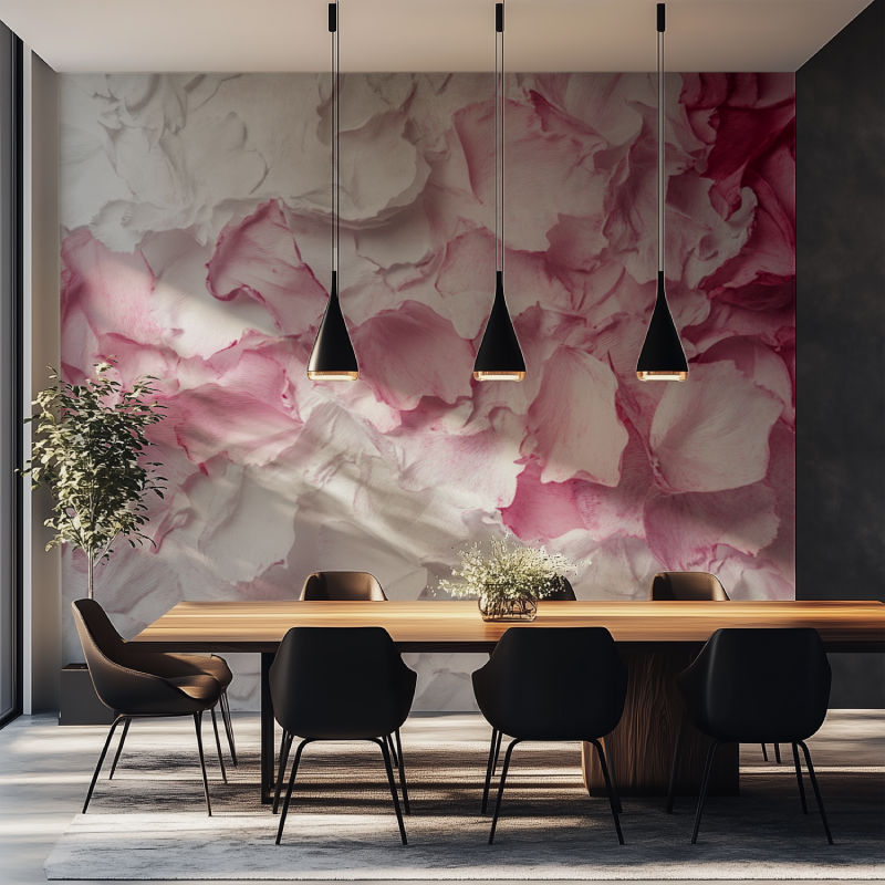 Papier peint fleur fond blanc e...se salle manger tapisserie