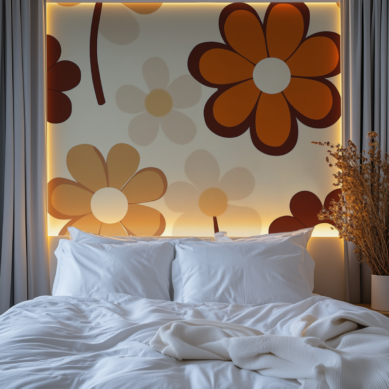 Papier peint fleur marron annee 80 chambre premium