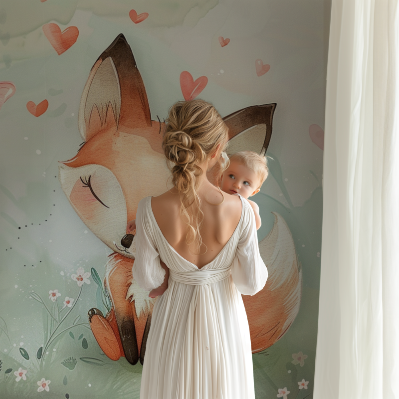 Papier peint bebe renard chambre nouveau ne bb123