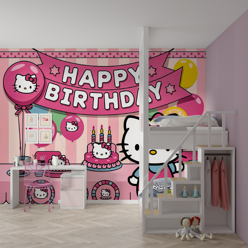 Papier peint hello kitty chambre mur chambre fille