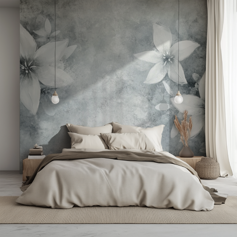 Papier peint fleur edelweiss lit 1234