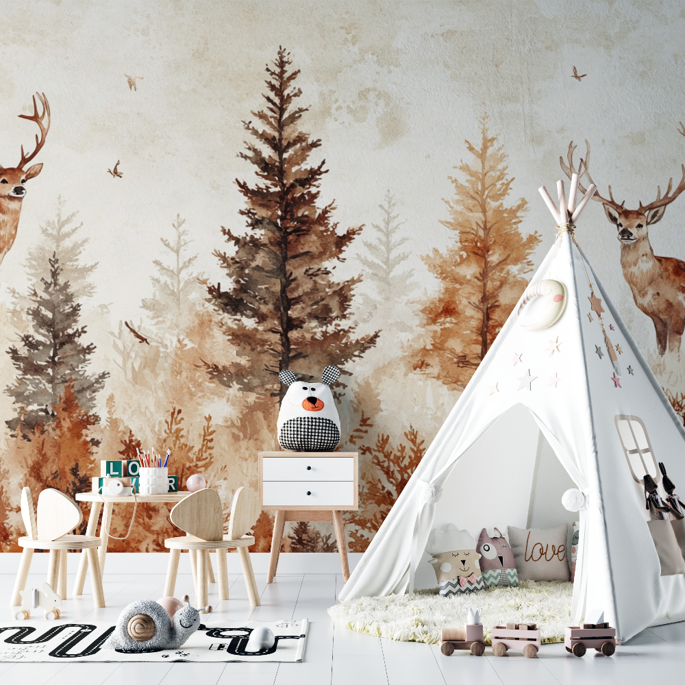 Papier peint foret sauvage chambre bebe