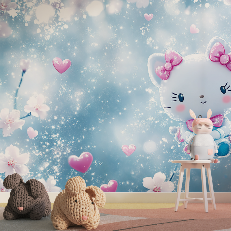 Papier peint hello kitty glace tapisserie pour fille