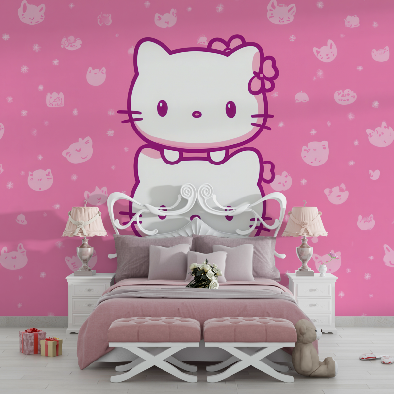 Papier peint hello kitty mural chambre filles
