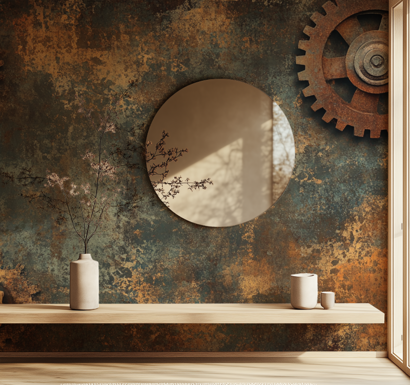 Papier peint vintage indus miroir