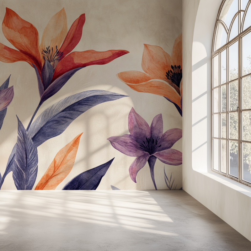 Papier peint fleur du paradis mur simple