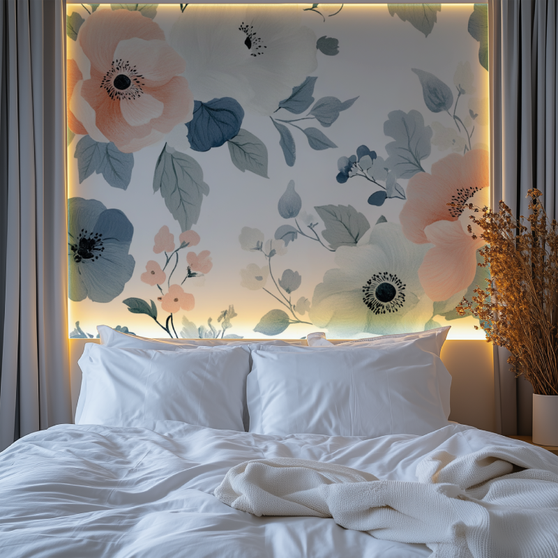 Papier peint fleur epuree chambre premium