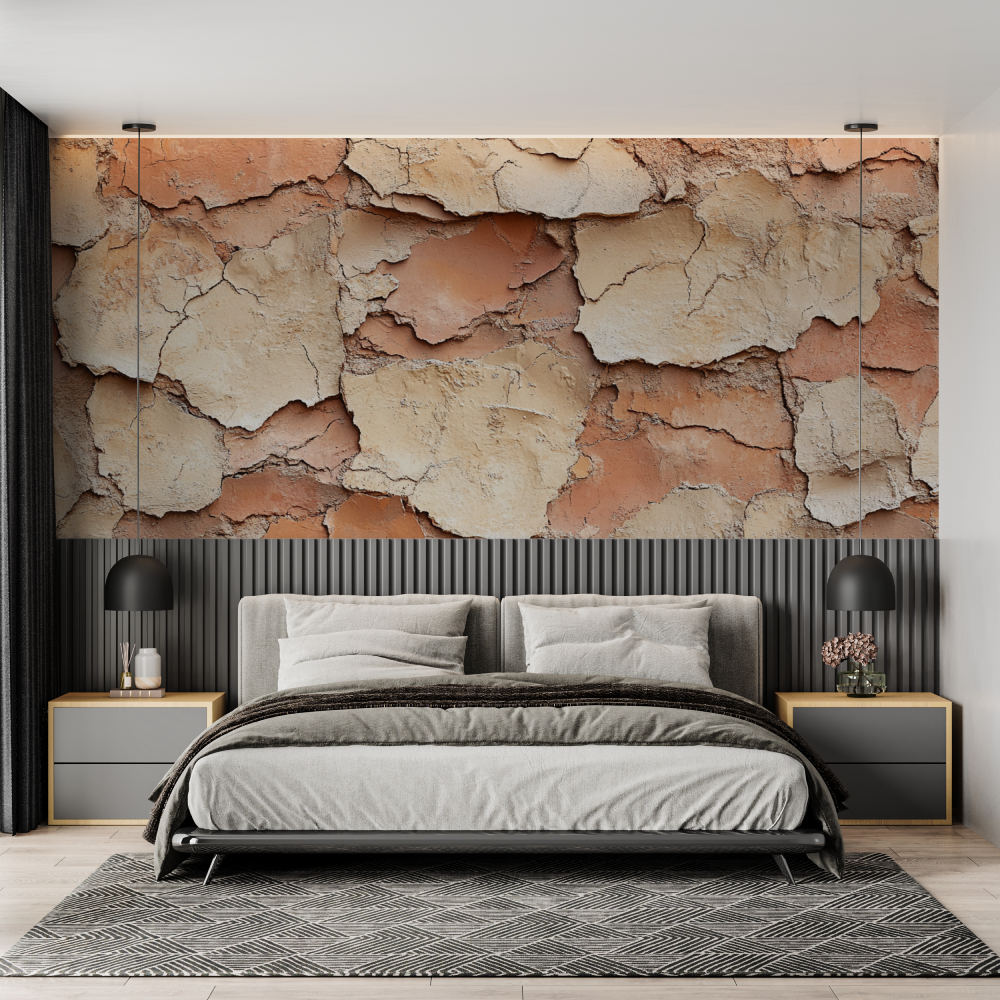 Papier peint trompe loeil parement chambre adulte tendance