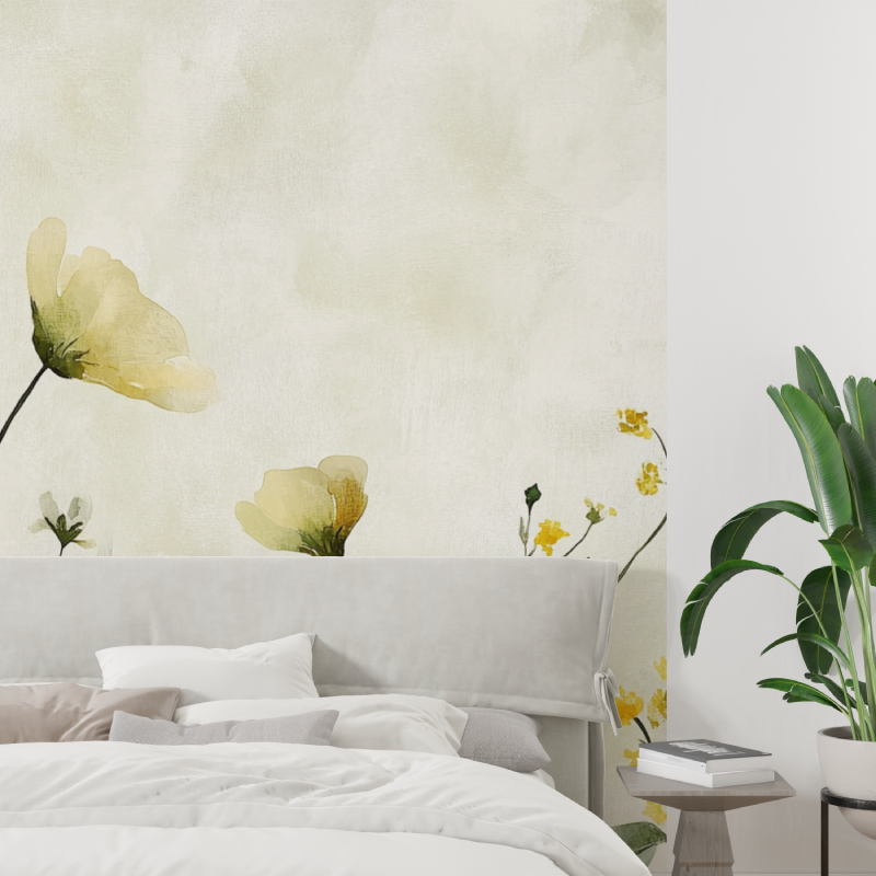 Papier peint fleur de papyrus tapisserie tendance