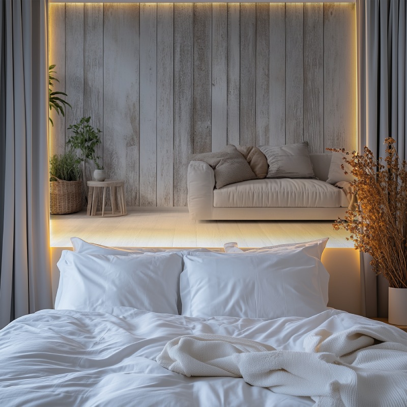 Papier peint trompe loeil bois flotte chambre premium