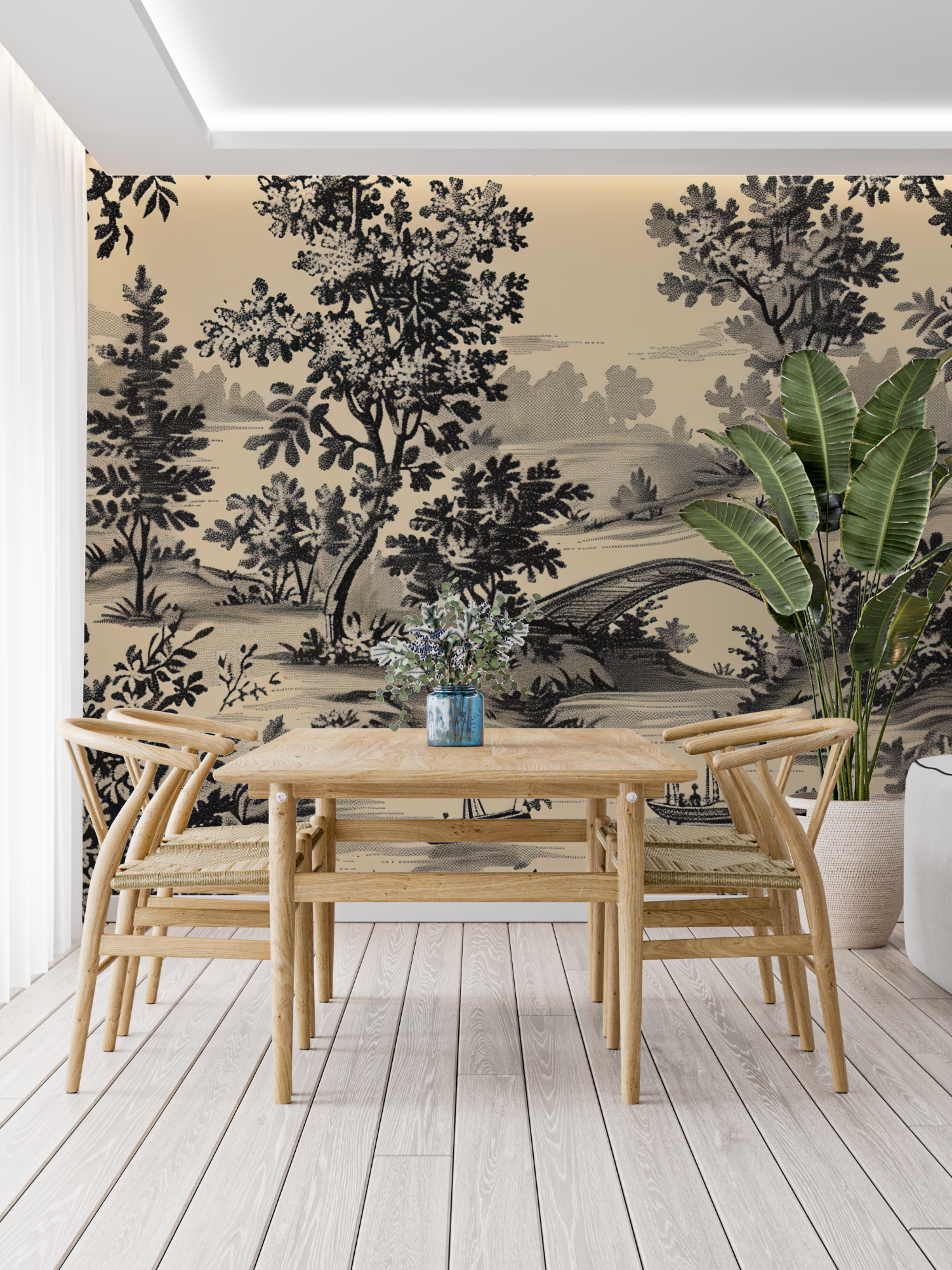 Papier Peint Toile De Jouy Pont Noir - tapisserie