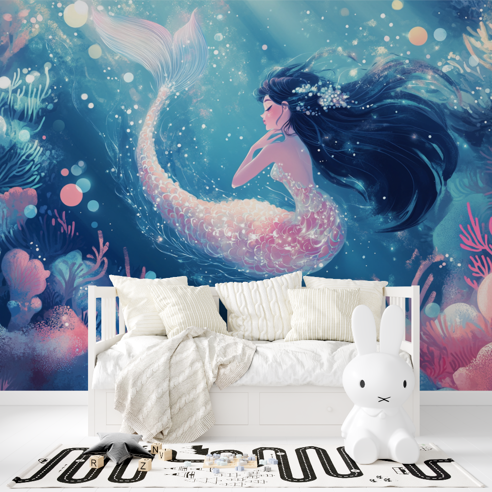 Papier peint princesse sirene conte de fee tapisserie fille