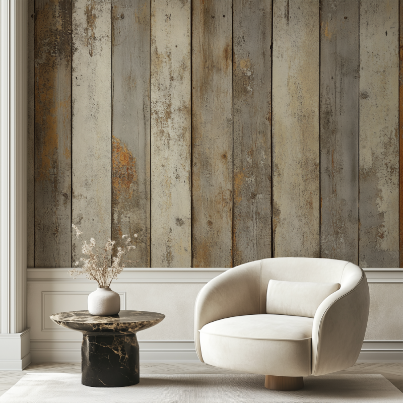 Papier peint vintage rayure chaise tendance