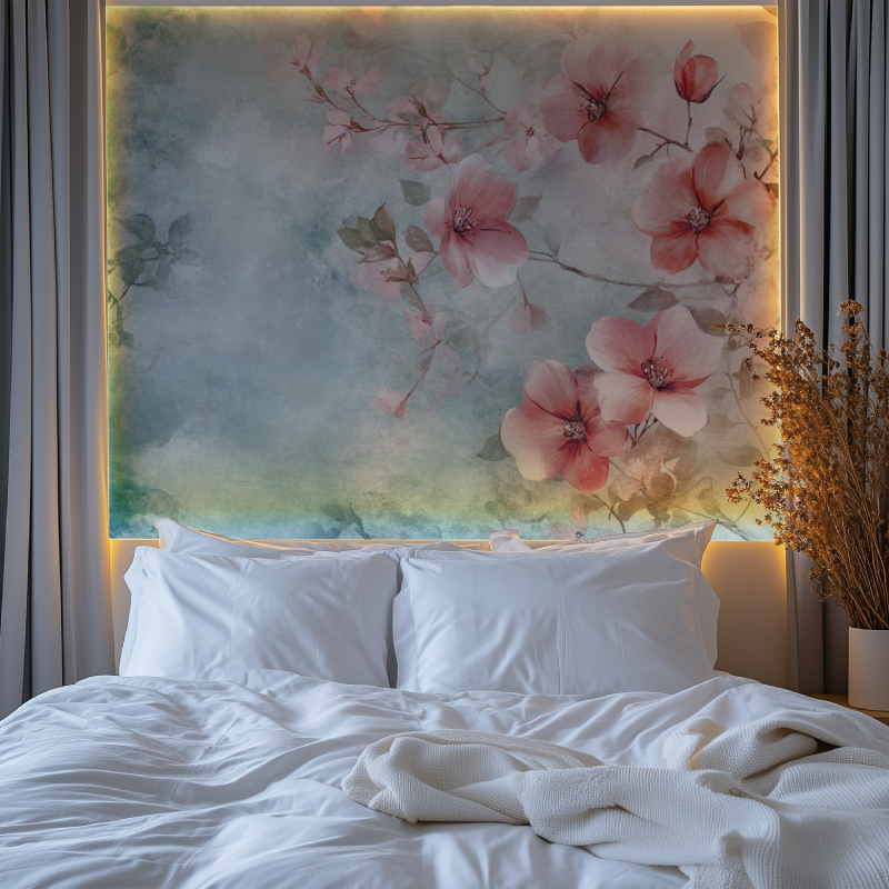 Papier peint fleur graphisme chambre premium