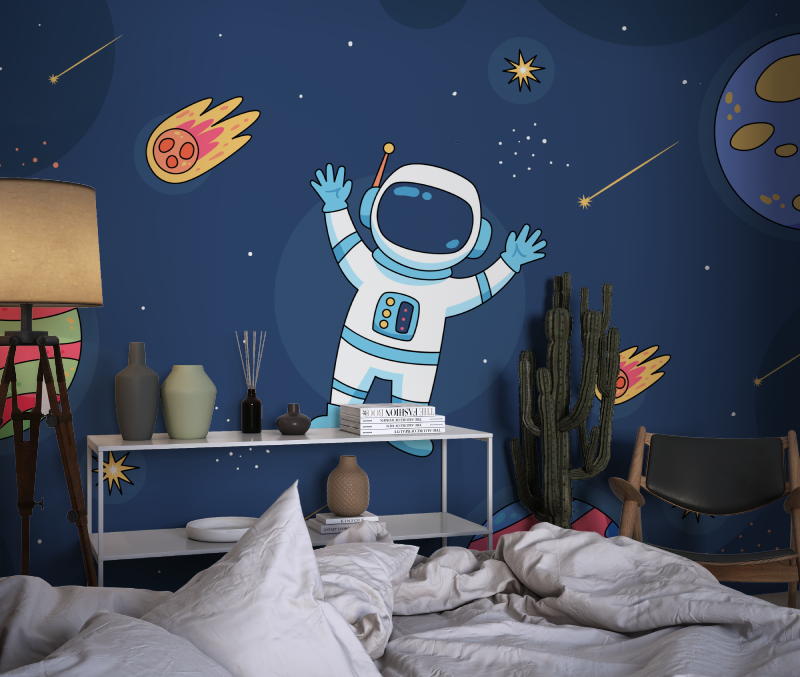 Papier peint espace chambre garcon astronaute chambre dado1