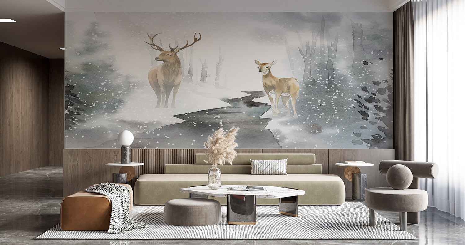 Papier Peint Biche Foret