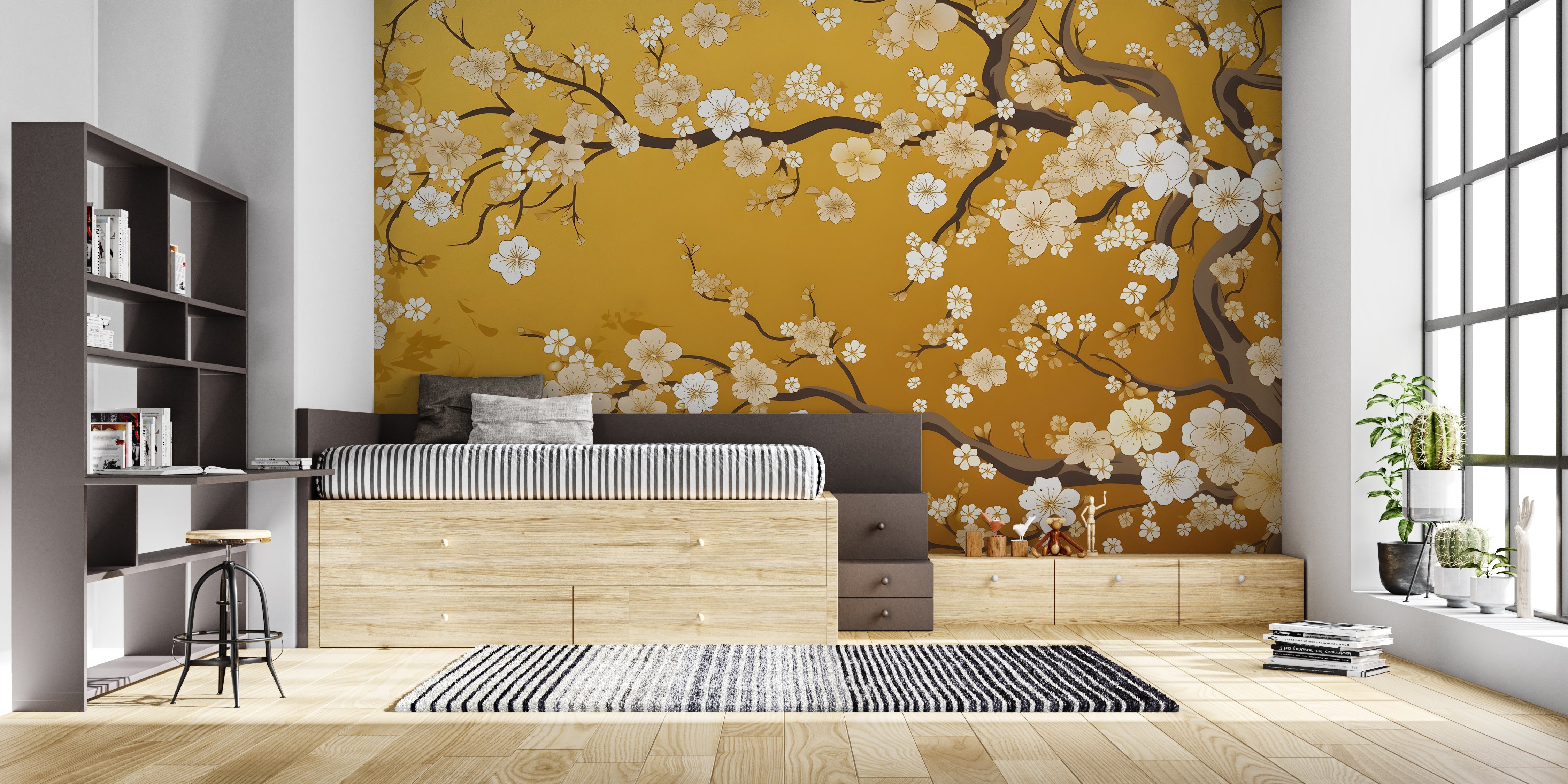 Papier Peint Japonais Jaune