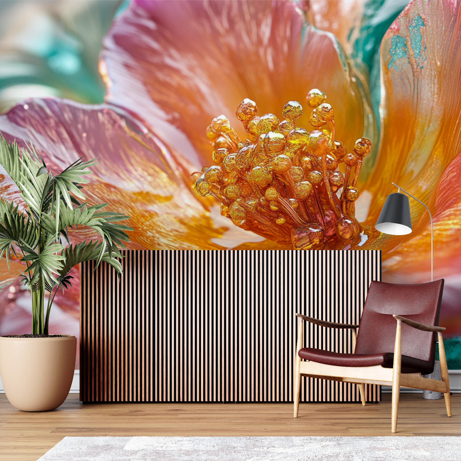 Papier peint fleur exotiques sur mesure
