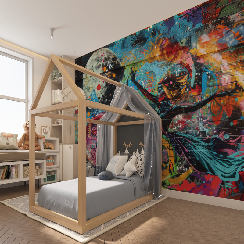 Papier Peint Ado Style Graffiti Mur Brique - chambre spiderman