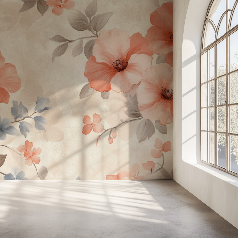 Papier peint fleur fleur mur simple