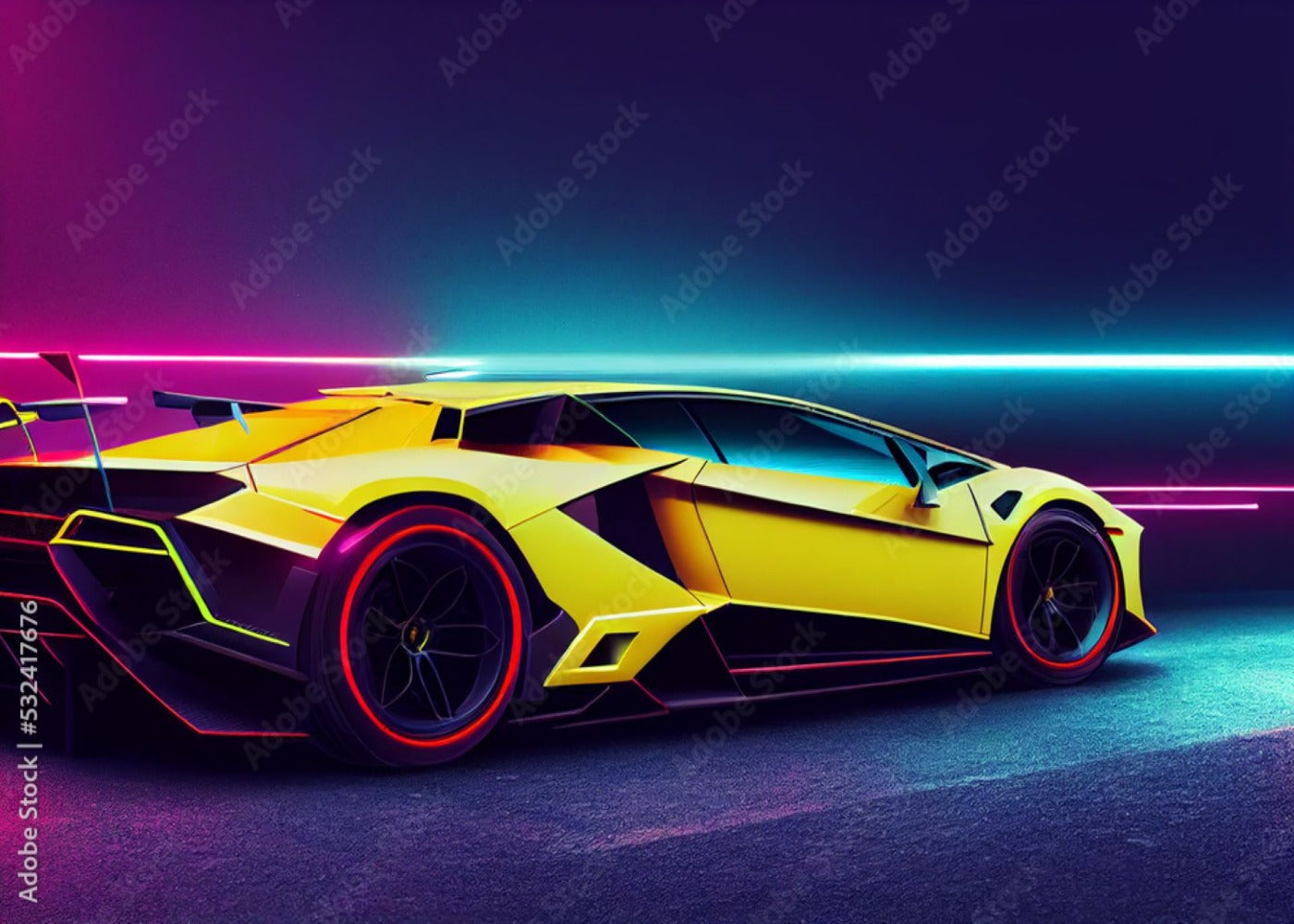 Carta da parati per auto <br/> Lamborghini gialla - Second Image