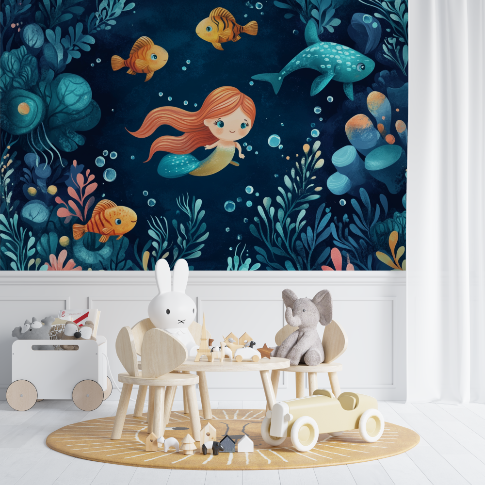 Papier peint marin sirene chambre fille chambre de bebe