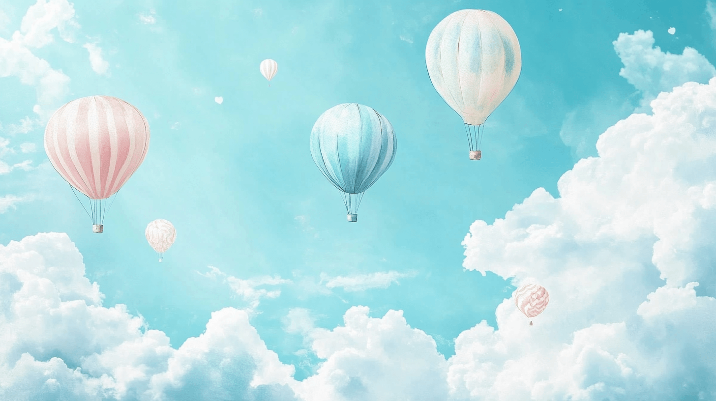 Papier Peint Montgolfière Et Ciel Bleu Pastel