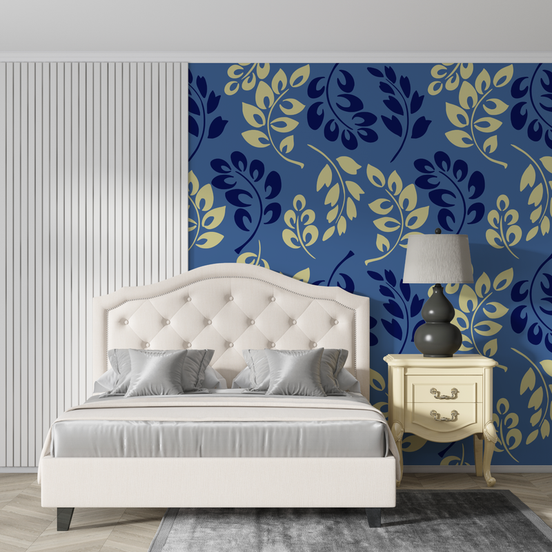 Papier Peint Bleu Motif - mur