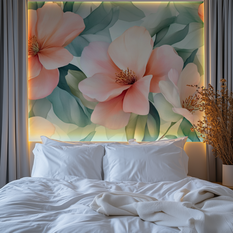 Papier peint fleur moderne en pointe chambre premium