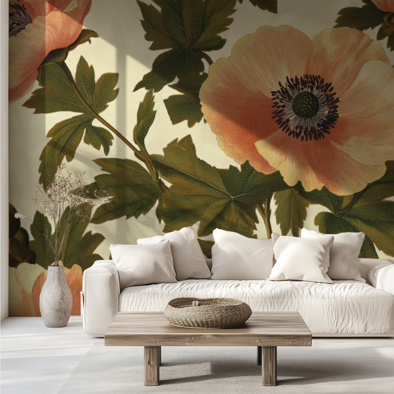 Papier peint vintage pivoine canape tendance