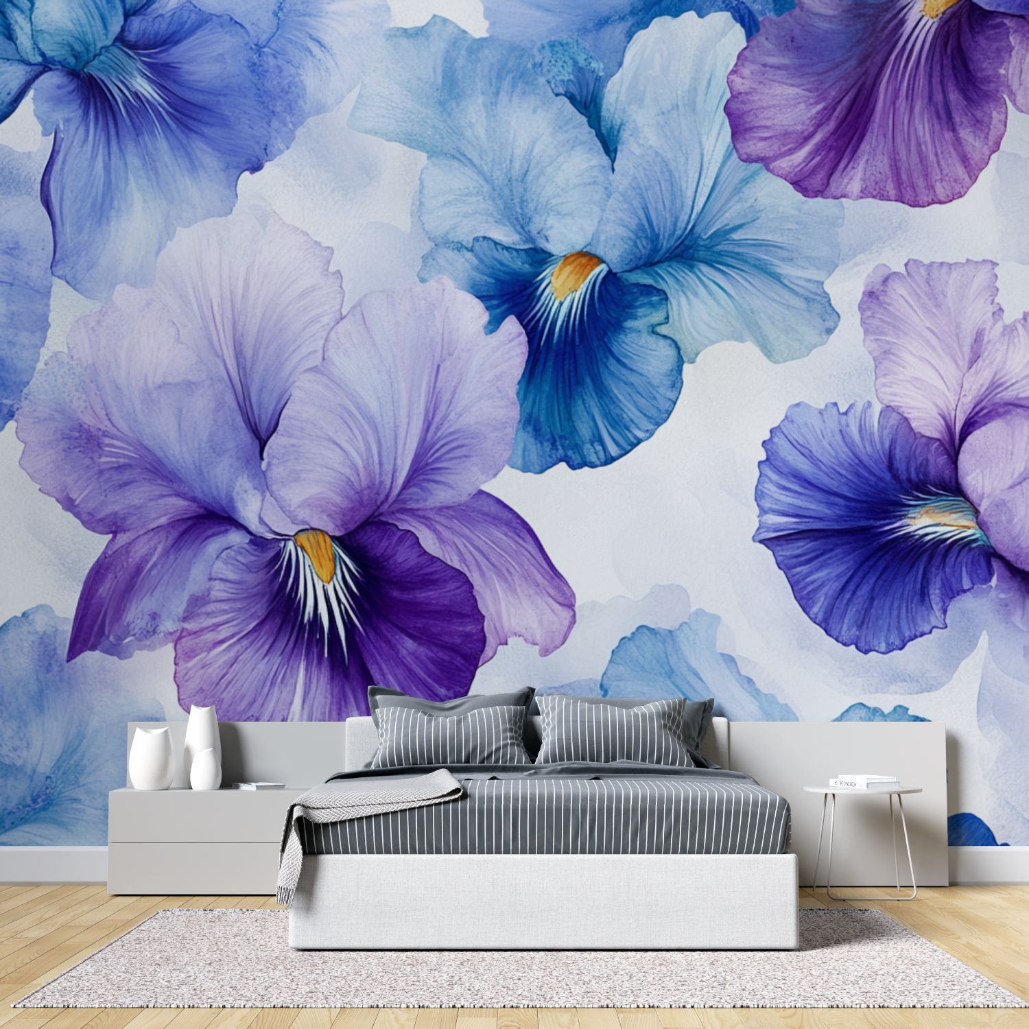 Papier peint fleur diris tete de lit