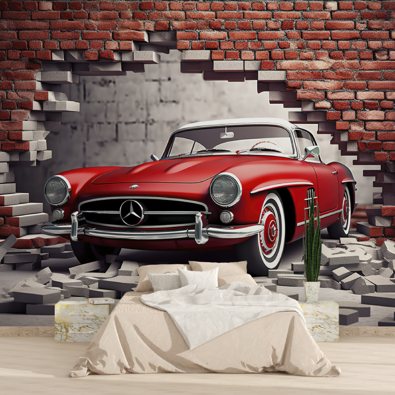 Papier peint chambre garcon voiture 1815
