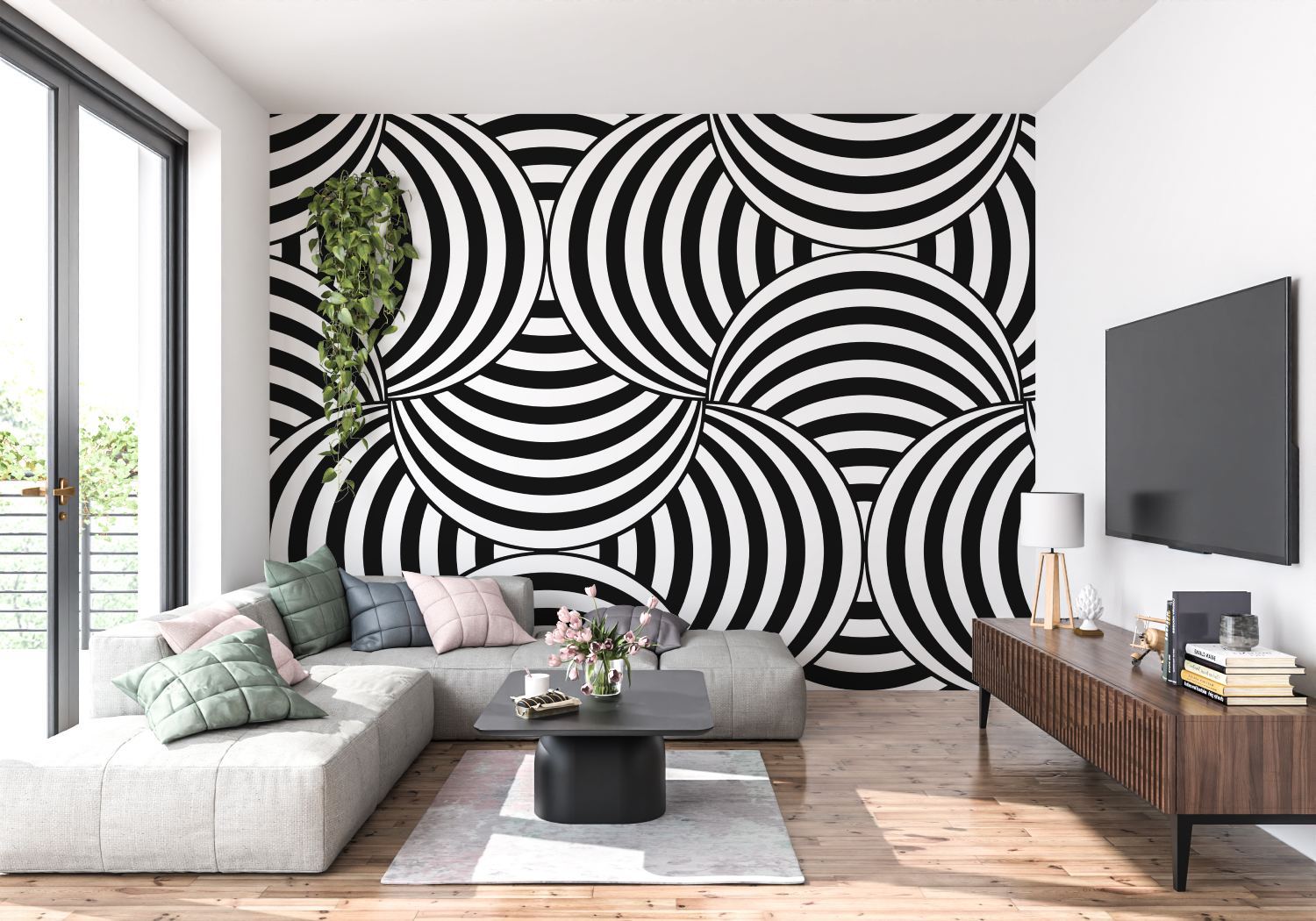 Papier Peint Graphique Noir - tendance mur